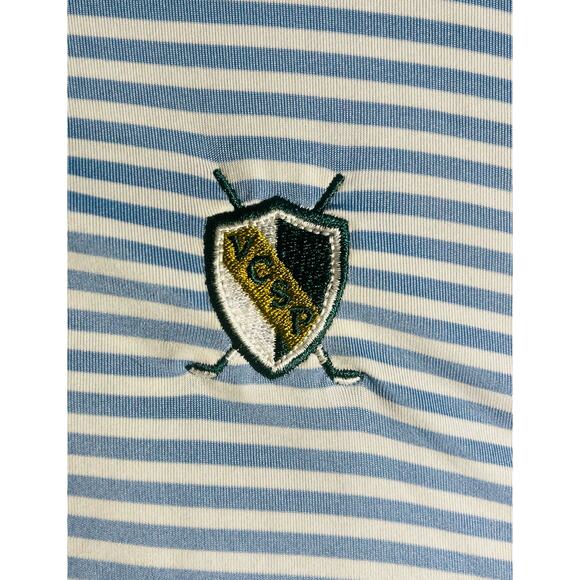 FJ Foot Joy Short Sleeve Golf Shirt Blue Striped Men’s Polo Size Large VCSP - Picture 2 of 8